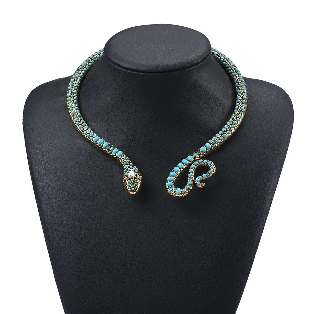 "Thessyra" Blue Snake Choker Necklace