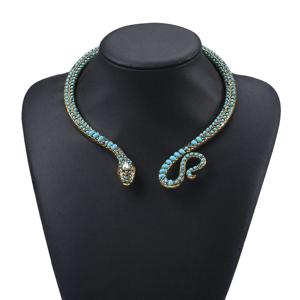 "Thessyra" Blue Snake Choker Necklace