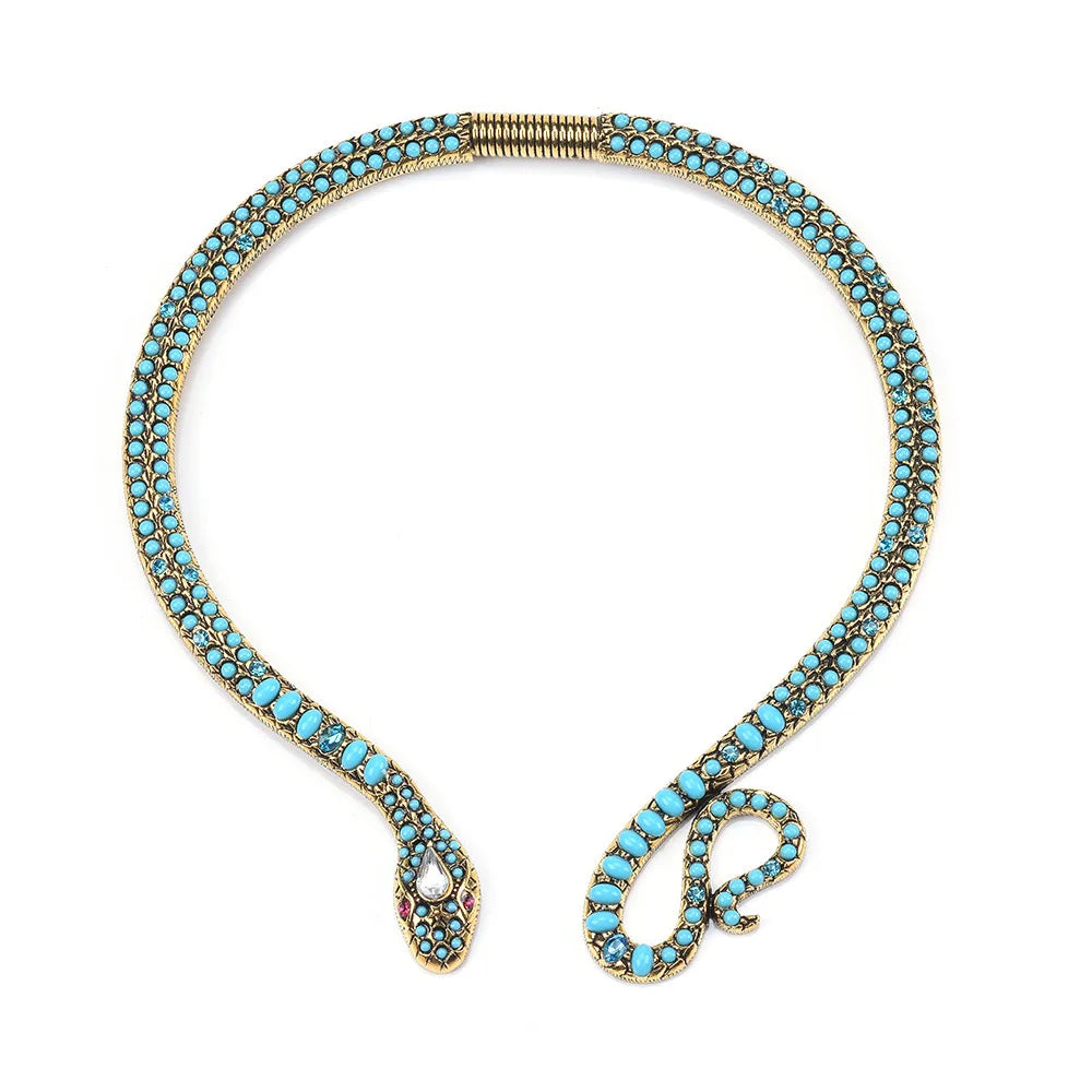 "Thessyra" Blue Snake Choker Necklace