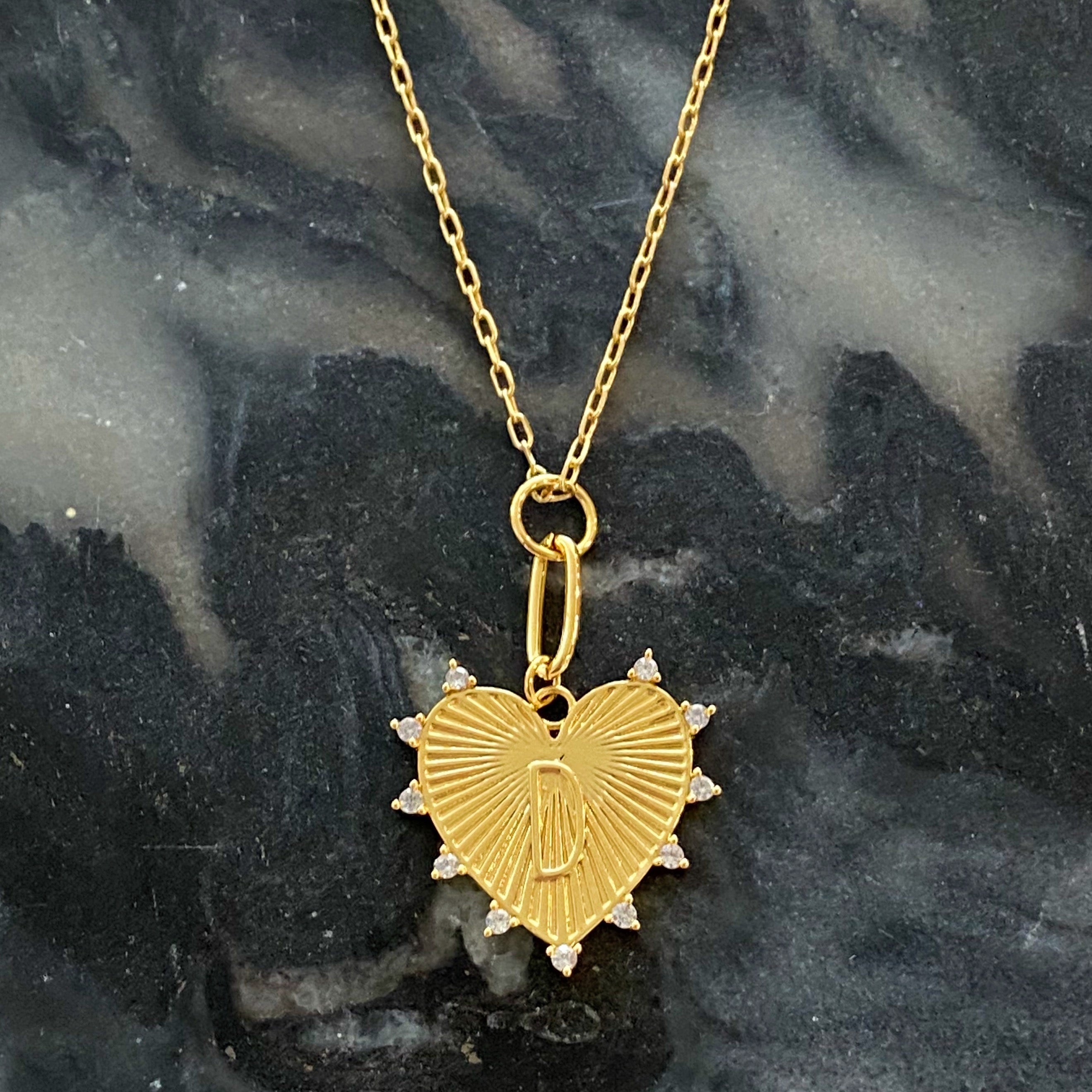 Clip Hanging Initial Heart Necklace-8