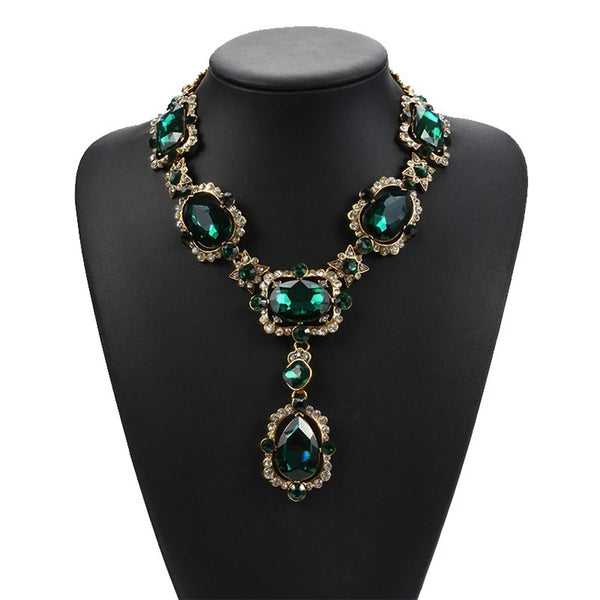 "Imperiya" Emerald-Tone Bib Necklace