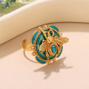 "Aurellia" Green Bee Ring width=100 