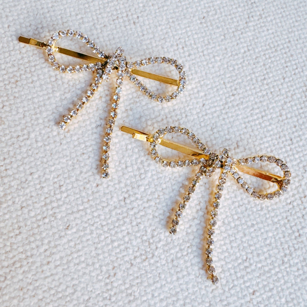 Adorable Sparkle Bow Bobby Pin Set Of 2-0