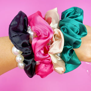 Pearl & Satin Scrunchie Set-0