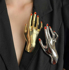 "Bella" Silvery Hand Brooch
