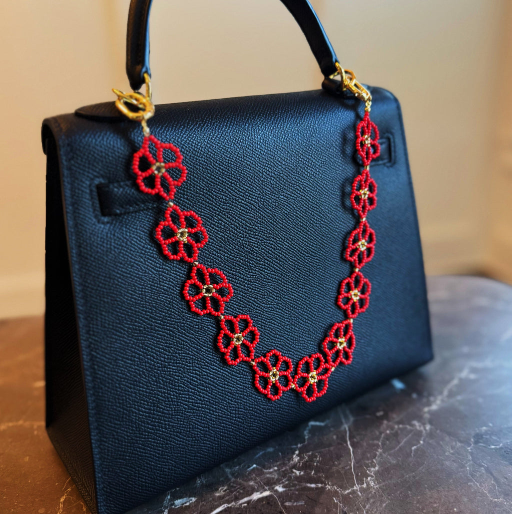 Beaded Flower Bag Charm-0