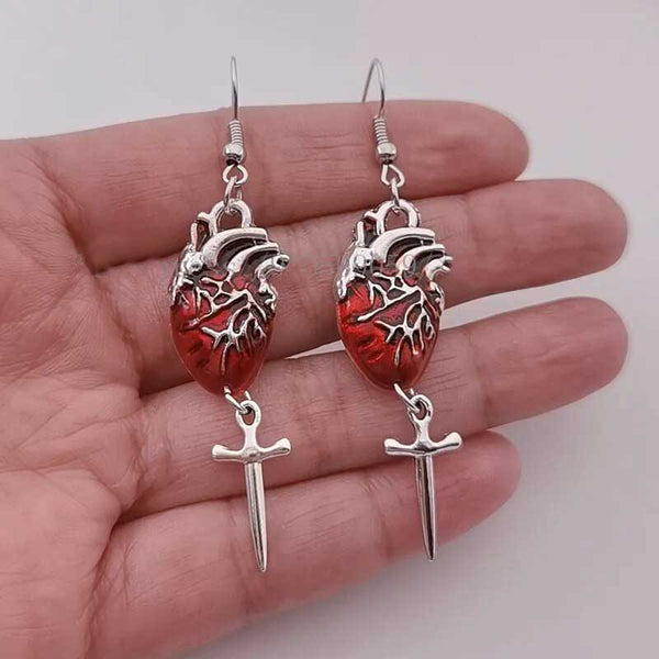 "Morgan" Heart and Dagger Earrings