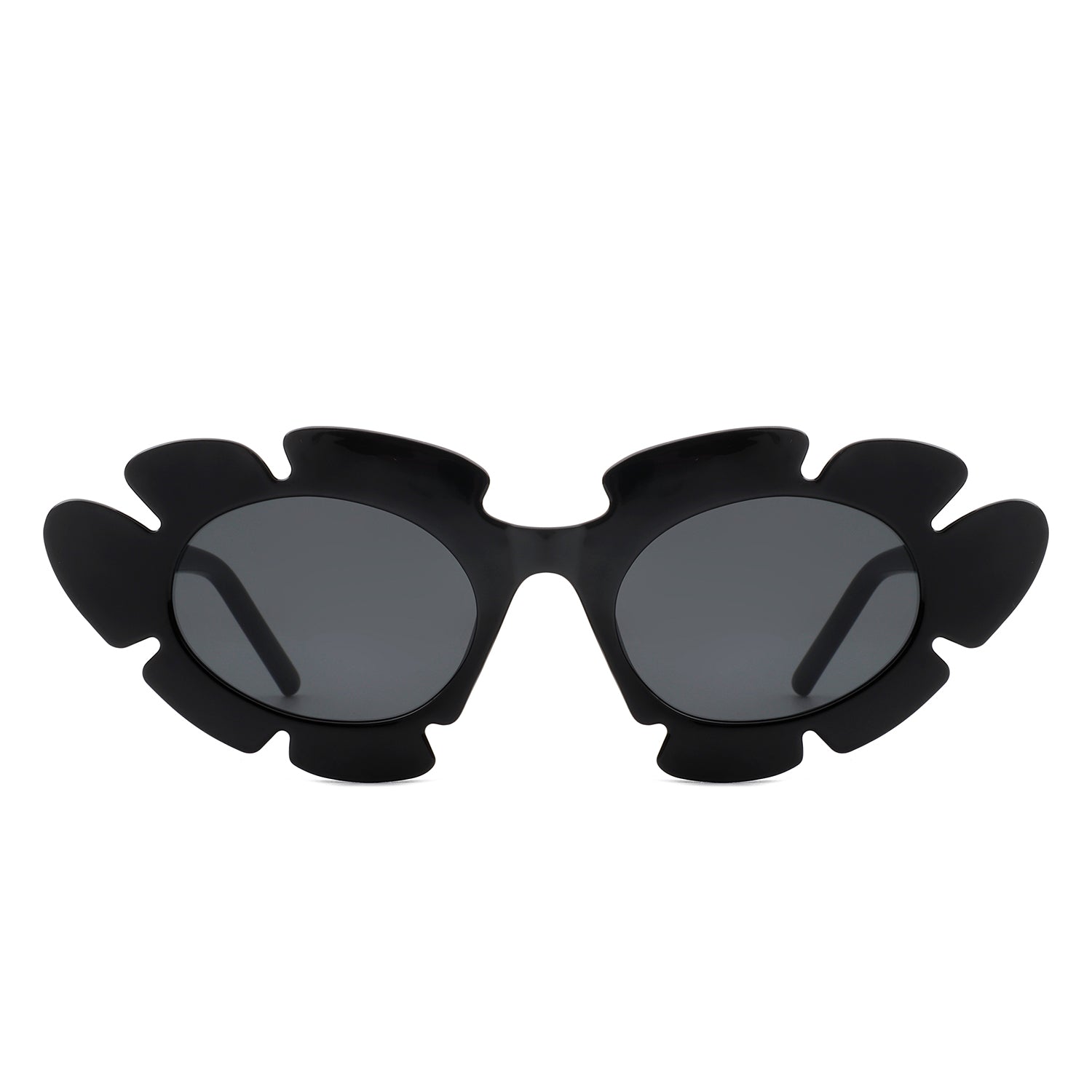 Pixielan - Women Irregular Round Cut-Out Cat Eye Flower Design Fashion Sunglasses-3