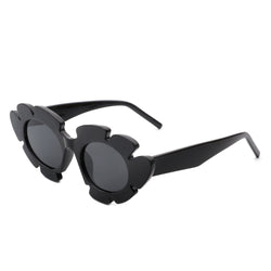 Pixielan - Women Irregular Round Cut-Out Cat Eye Flower Design Fashion Sunglasses-2 width=100 