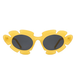 Pixielan - Women Irregular Round Cut-Out Cat Eye Flower Design Fashion Sunglasses-4 width=100 