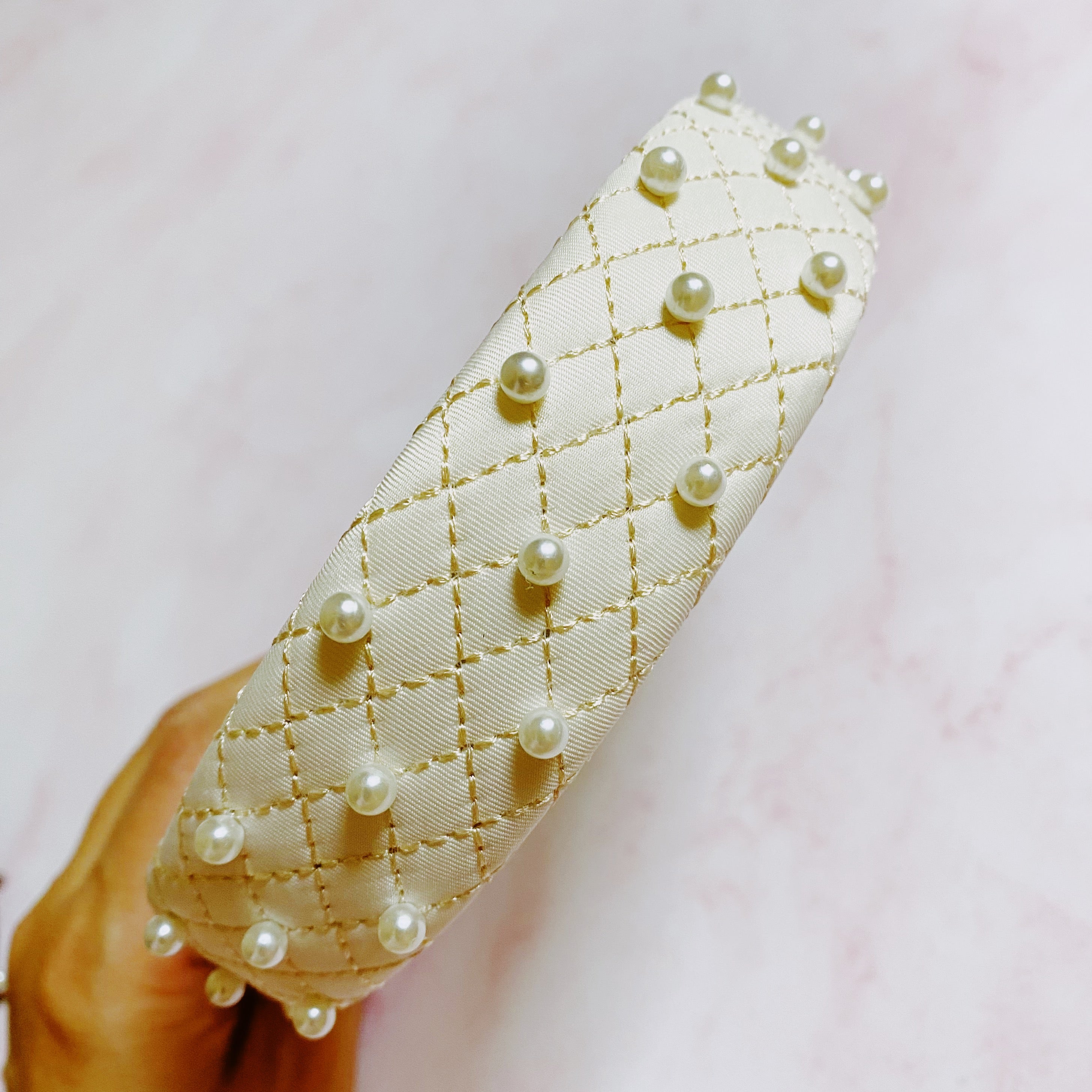 Quilted Elegance Pearl Headband-2