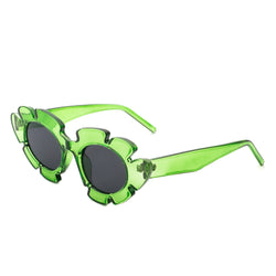 Pixielan - Women Irregular Round Cut-Out Cat Eye Flower Design Fashion Sunglasses-7 width=100 