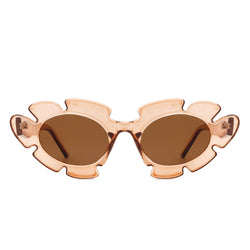 Pixielan - Women Irregular Round Cut-Out Cat Eye Flower Design Fashion Sunglasses-1 width=100 