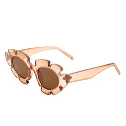 Pixielan - Women Irregular Round Cut-Out Cat Eye Flower Design Fashion Sunglasses-0 width=100 