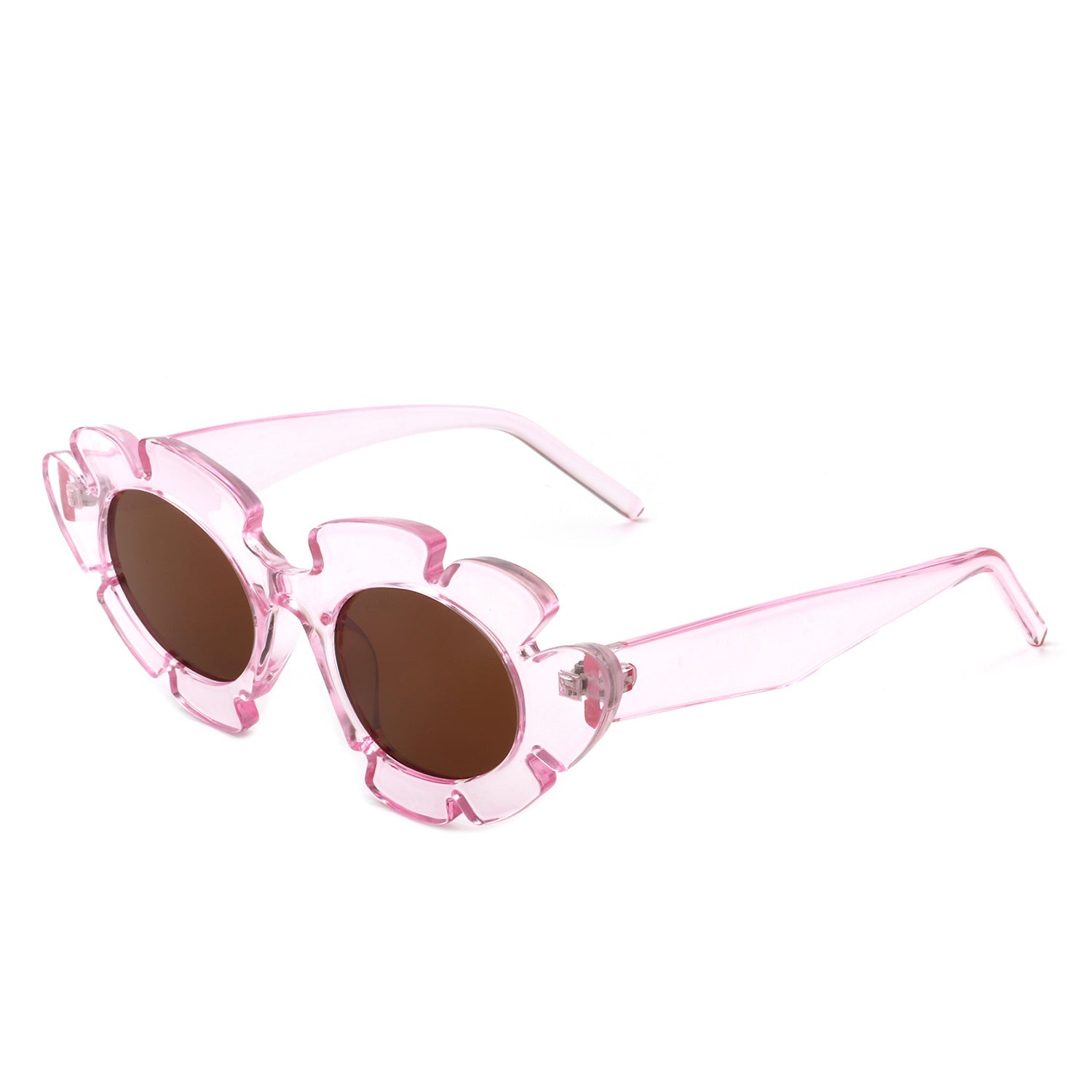 Pixielan - Women Irregular Round Cut-Out Cat Eye Flower Design Fashion Sunglasses-8