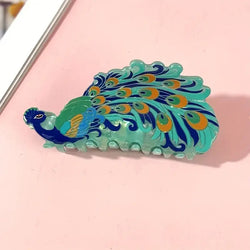 "Polly" Peacock Hair Clip width=100 