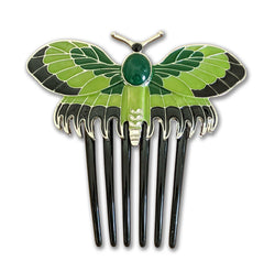 "Mara" Edwardian Style Enamel Butterfly Comb width=100 