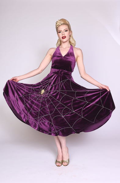 "Isolde" Purple Spiderweb Dress