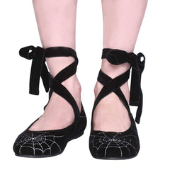 "Irene" Velvet Spiderweb Flats