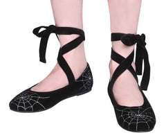 "Irene" Velvet Spiderweb Flats