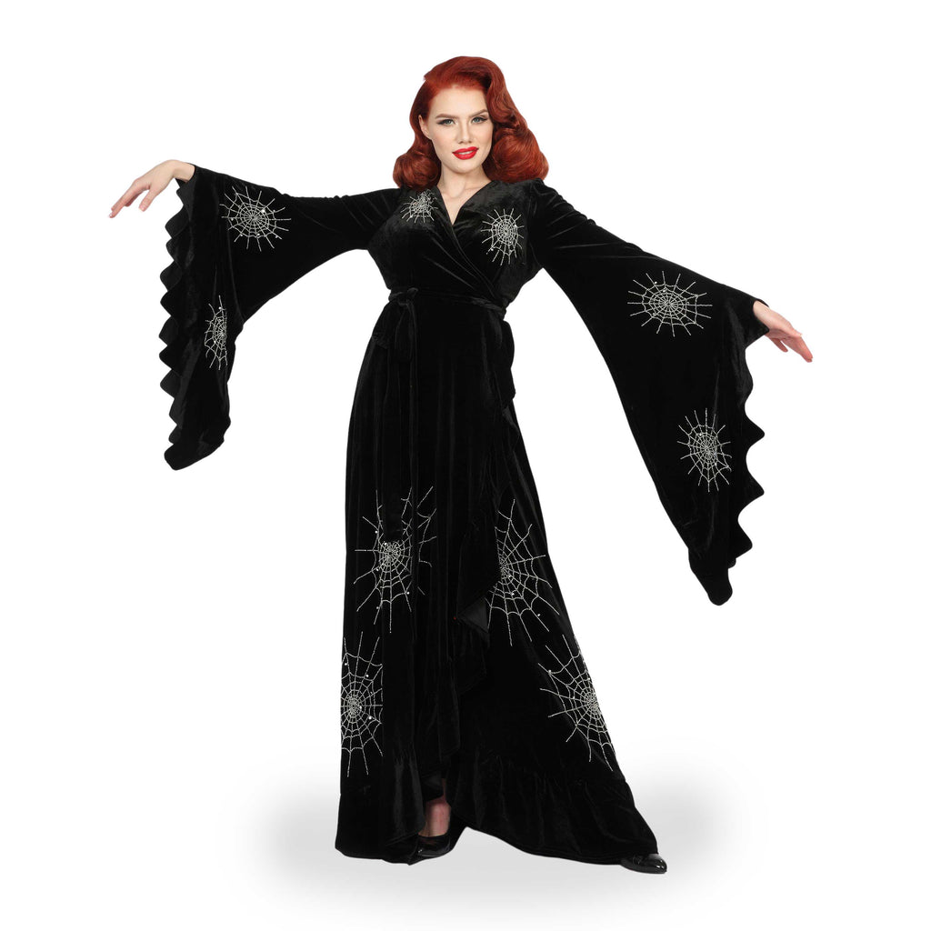 "Carlotta" Black Spiderweb Robe