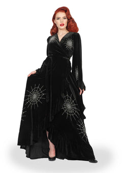 "Carlotta" Black Spiderweb Robe