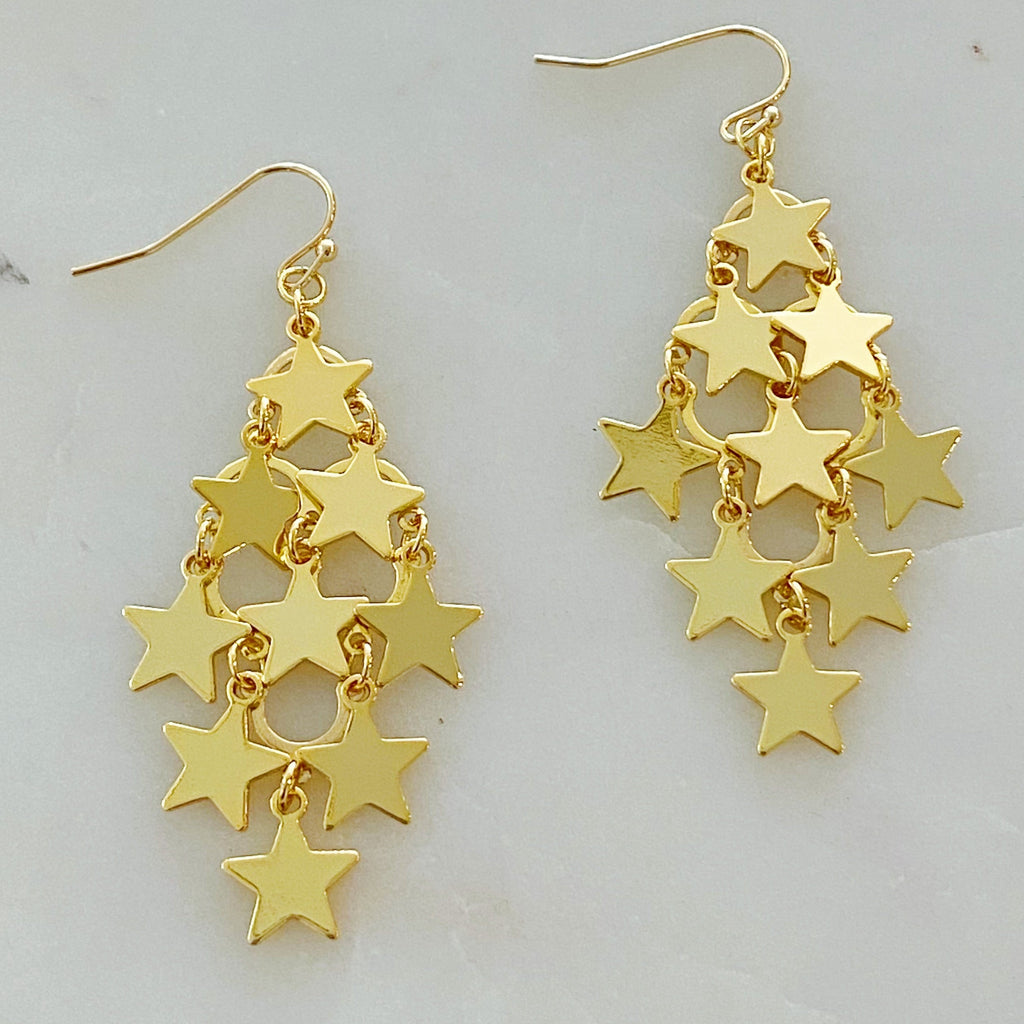 Nine Stars Lined Chandelier Earring-0
