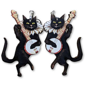 "Delany" Banjo Cat Earrings