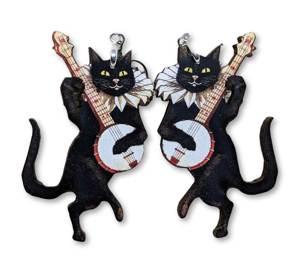 "Delany" Banjo Cat Earrings