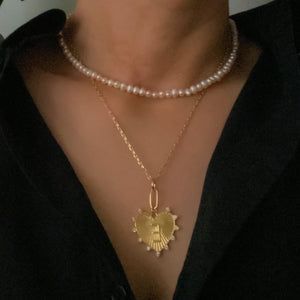 Clip Hanging Initial Heart Necklace-3