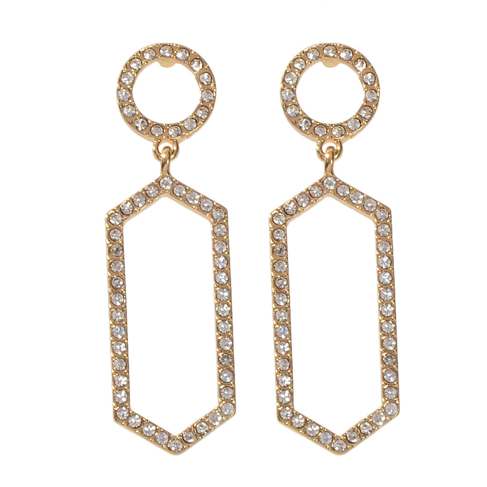Luxurious Rhinestone Decor Geometric Dangle Earrings Good Quality Accessories-4
