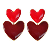 Personality Red Enamel Heart Stud Earrings Women Girls Ear Jacket Dainty Gifts-4 width=100 