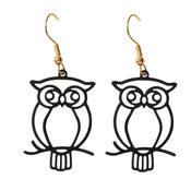 Punk Designer Jewellery Gothic Black Hollow out Owl Dangle Minimalist Earrings-4 width=100 
