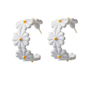 Lovely Jewellery White Flower Stud Hoop Earrings Women Fashion Accessories Gift-4 width=100 