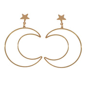 Trendy Minimalist Jewellery Gold Silver Star Moon Dangle Earrings Accessories-3 width=100 