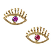 Blue Hotpink Rhinestone Decor Eye Shape Stud Earrings Women Girls Dainty Gifts-5 width=100 