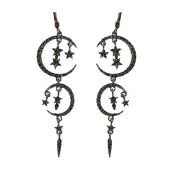 Luxurious Jewelry Full Rhinestone Star Moon Chandelier Shining Wedding Earrings-4