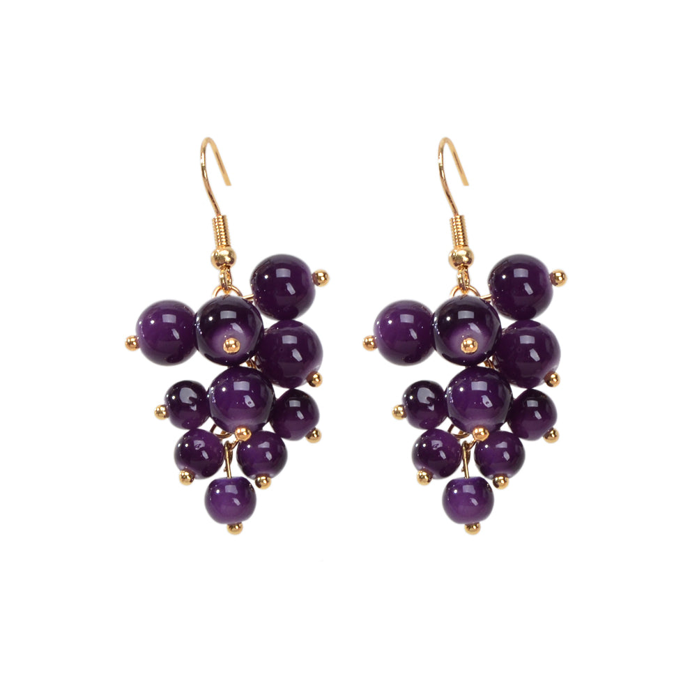 Drop Dangle Handmade Grape Cluster Earrings Colorful Cute Fruit Hook Eardrop-5