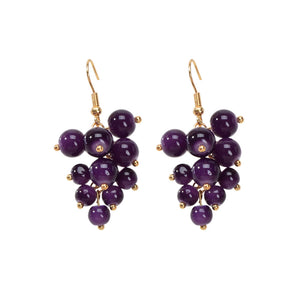 Drop Dangle Handmade Grape Cluster Earrings Colorful Cute Fruit Hook Eardrop-5