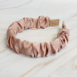 Scrunched Satin Jewel Dotted Headband-5 width=100 