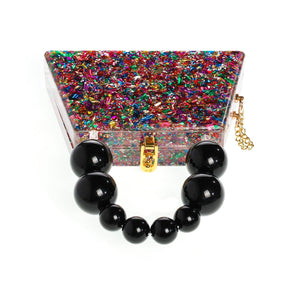 Forever Love confettie Top Handle Acrylic Clutch-2