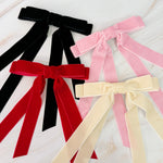 Double Bow Double Sash Velvet Hair Clip-0