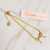 Herringbone Chain Bow Anklet-3 width=100 