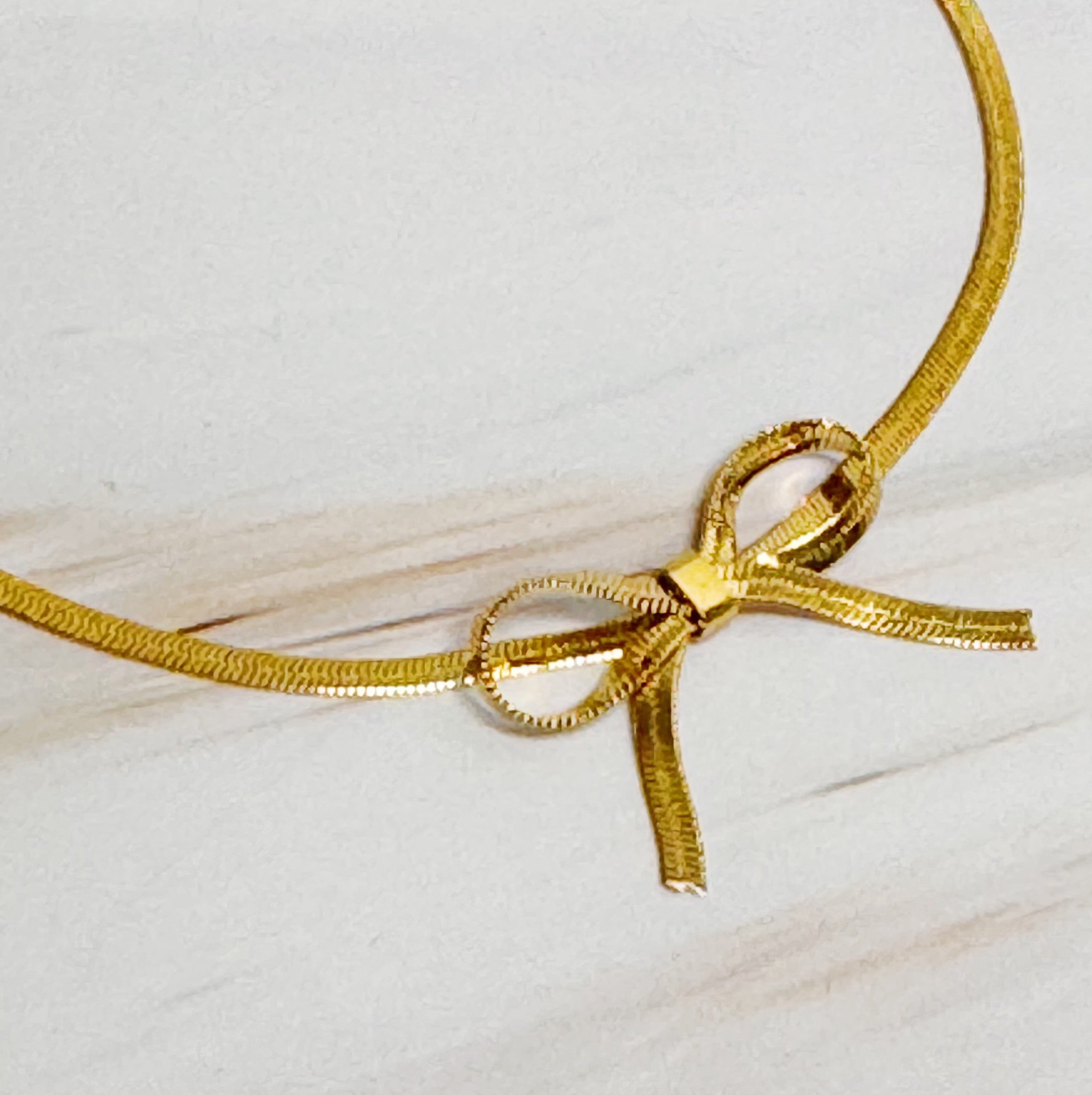 Herringbone Chain Bow Anklet-2