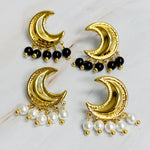 Dangle Beads Crescent Earrings-0