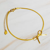Herringbone Chain Bow Anklet-1 width=100 