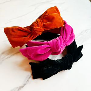 Structured Velvet Bow Headband-0