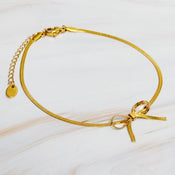 Herringbone Chain Bow Anklet-0 width=100 