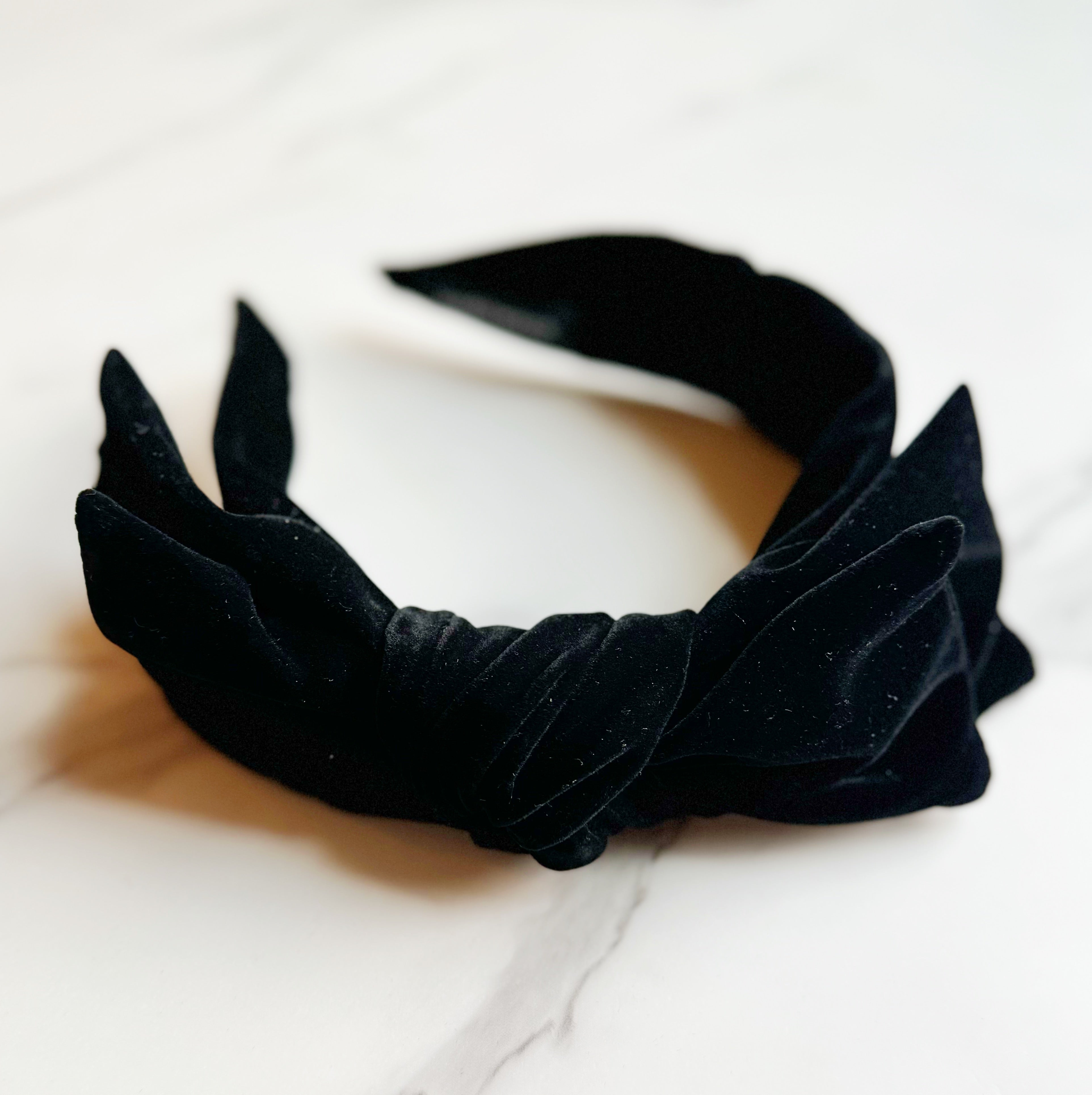 Structured Velvet Bow Headband-4