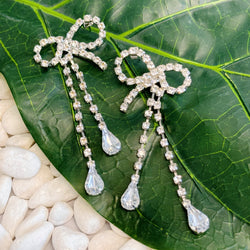 Crystal Bow Drop Earrings-0 width=100 
